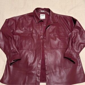 Abercrombie & Fitch Burgundy Leather shirt jacket
